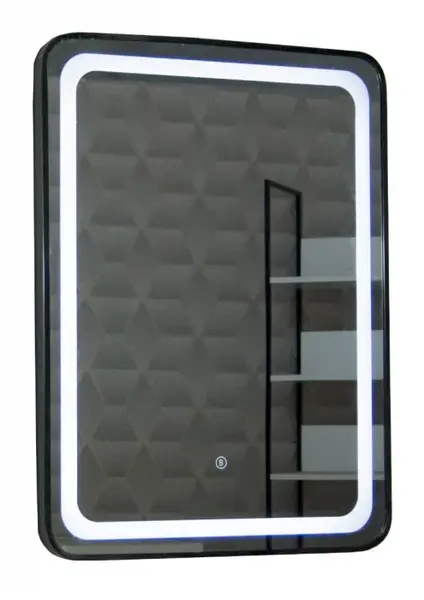 Oglinda cu iluminare LED si intrerupator touch, MD3, rama neagra, 60x80 cm