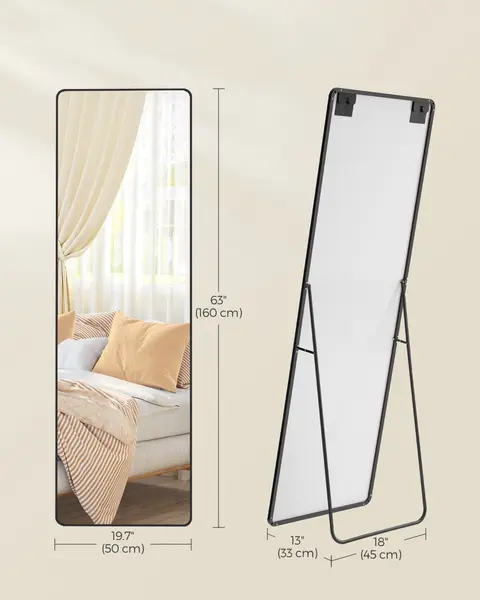 Oglinda de podea Negru Songmics 160x50x1.3 cm