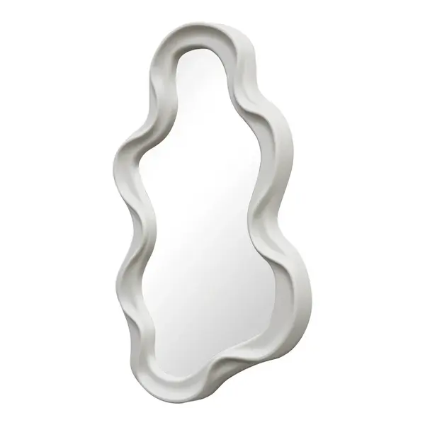 Oglinda decorativa Liquid cu rama, alba, 26x39 cm