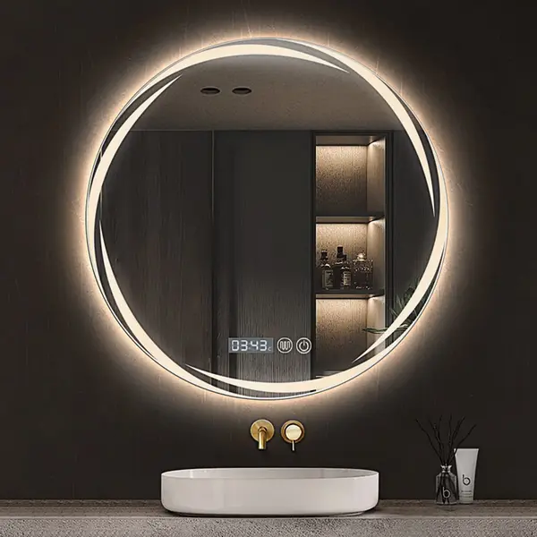 Oglinda LED Rotunda 80 cm cu Touch, Antiaburire si Lumina Reglabila