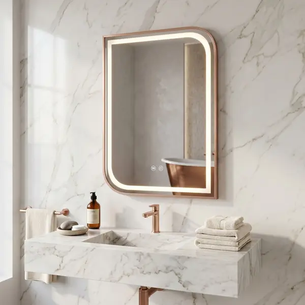 Oglindă LED ZONE 80x60 BRUSH ROSE GOLD