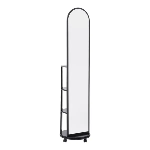 Oglinda pe role cu rafturi Espero, Alb, 34x170 cm