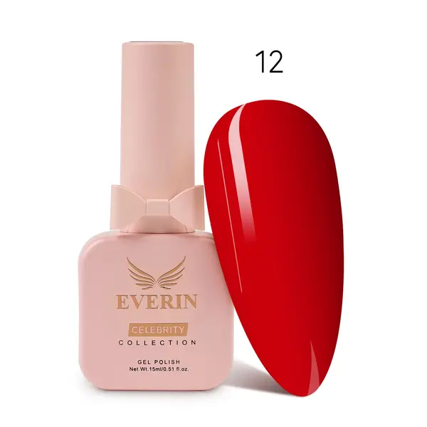 Oja Semipermanentă Everin Celebrity 15 ml – 12 Fiery Red | Luciu Intens & Rezistență