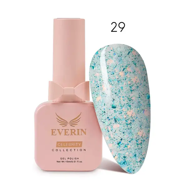Oja Semipermanentă Everin Celebrity 15 ml – 29 Turquoise Dream Glitter | Strălucire & Rezistență