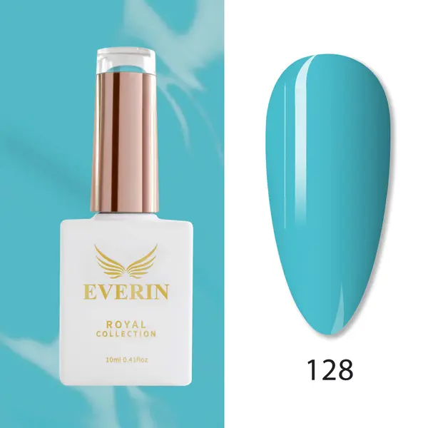 Oja Semipermanentă Everin Royal Collection 10 ml – 128 Turquoise Blue | Turcoaz-Azuriu Vibrant