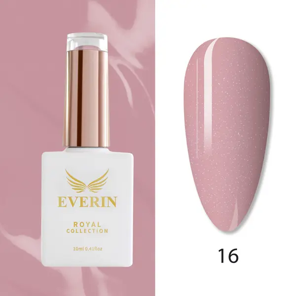 Oja Semipermanentă Everin Royal Collection 10 ml – 16 Pink Stardust | Roz Pudrat cu Sclipici