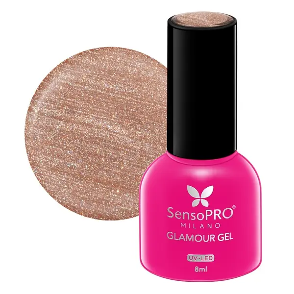 Oja Semipermanenta Glamour Gel SensoPRO Milano 8ml, Sparkle Red #53