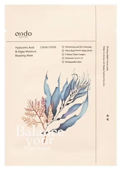 Ondo Beauty 36.5 Mască facială pe foaie Hyaluronic Acid & Algae, 25 ml