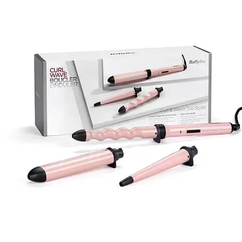 Ondulator de par Multistyler Curl&Wave BaByliss MS750E, Invelis Ceramic, 3 accesorii, Roz