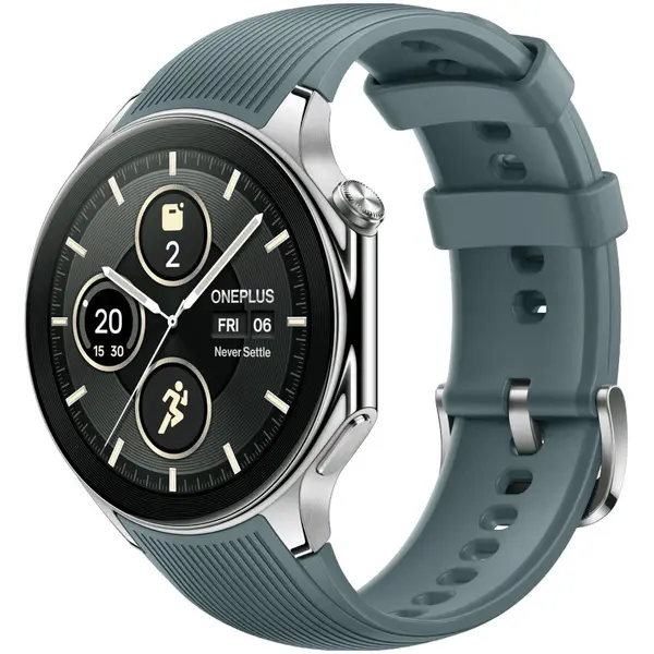 OnePlus Ceas inteligent OnePlus Watch 2, 46mm, Ecran 1.43" 2GB RAM, 32GB Flash, GPS, Bluetooth, Wi-Fi, 100 ore Autonomie, Argintiu