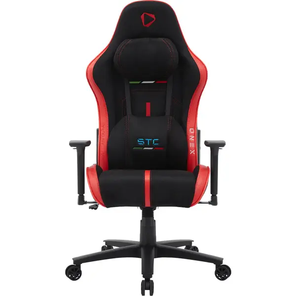 Onex Scaun Gaming ONEX STC Alcantara L, Max 125 kg, Cadru metalic, PVC, Negru/Rosu