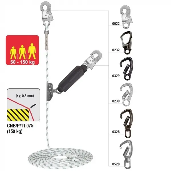 Opritor de cadere din otel cu franghie tip Kernmantel, L 5-50 metri, d 12 mm Vertiqual VERTILINE EDGE ULTRA 40 m, 12 mm