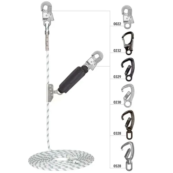 Opritor de cadere Vertiqual VERTILINE CLASSIC din otel, culoarea gri, cu fringhie tip Kernmantel d 12mm 40 m, 12 mm, GRI