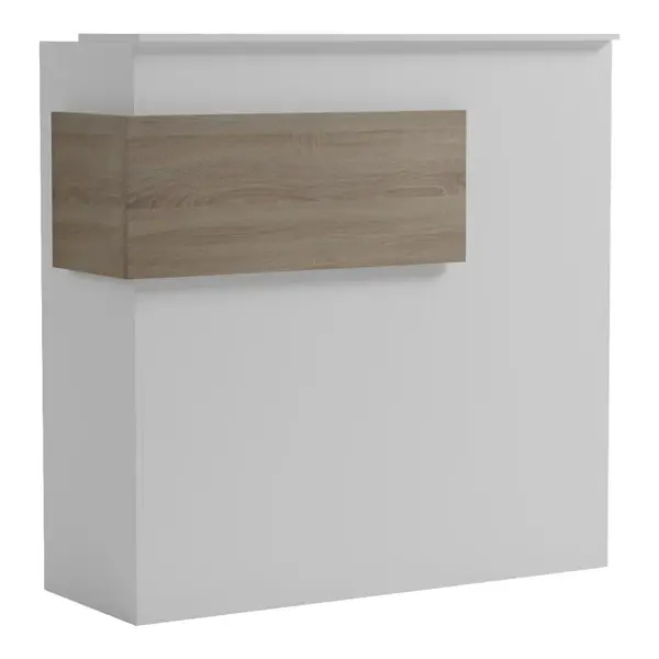 Optima reception birou cu LED alb -sonoma, Sonoma - Alb, 110x40x110 cm
