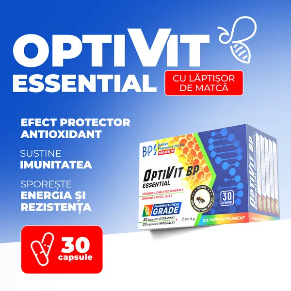 OptiVit BP Essential – complex de vitamine și minerale, 30+30 caps.