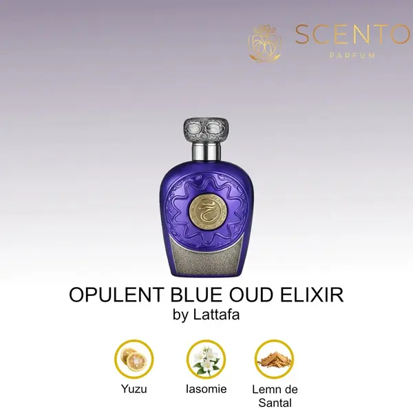 Opulent Blue Oud Elixir Lattafa 100 ml, apa de parfum, barbati - Original Dubai