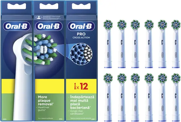 Oral-B Rezervă periute CrossAction EB 50-12, 12 bucăți, albe