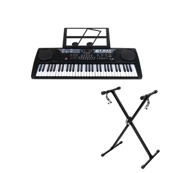 Orga electronica si stativ DEPOX , intrare USB, mini-microfon, suport partitura inclus, negru
