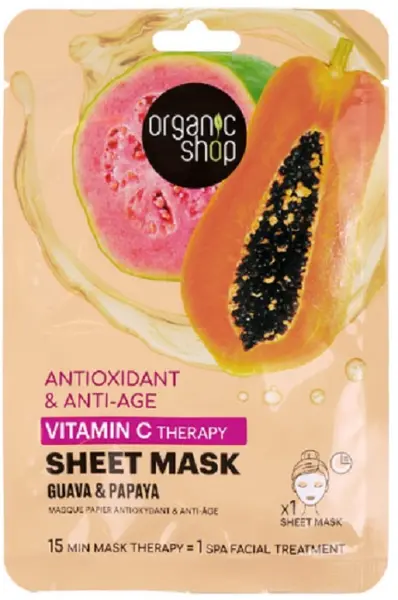 Organic Shop Mască facială pe foaie Guava & Papaya, 25 g