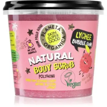 Organic Shop Skin Super Good Lychee Bubble Gum exfoliant pentru corp pentru piele neteda si delicata