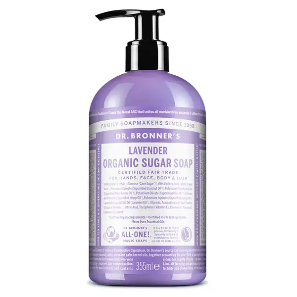 Organic Sugar Soap, Lavanda (Sapun Lichid) 355 ml
