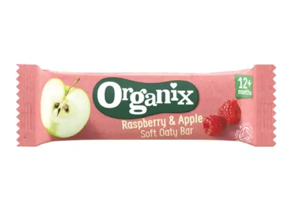 Organix Baton bio din ovaz integral cu mere si zmeura 12+ luni 23 g