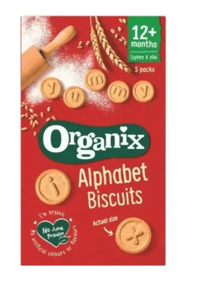 Organix Biscuiti bio alfabet 12+ luni 5 bucati x 25g