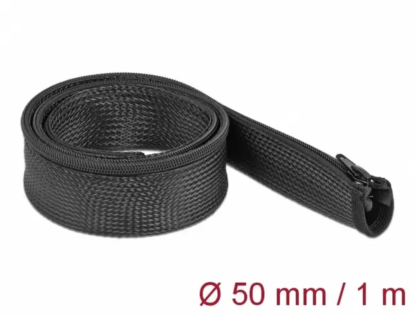Organizator cabluri cu fermoar 1m x 50mm Negru, Delock 19166