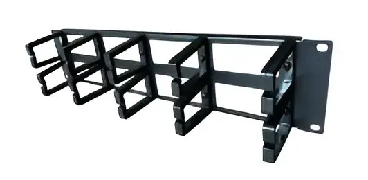 Organizator cabluri orizontal cu inele, 2U, plastic si metal, rack 19 inch, negru, SAF- ORGI2U