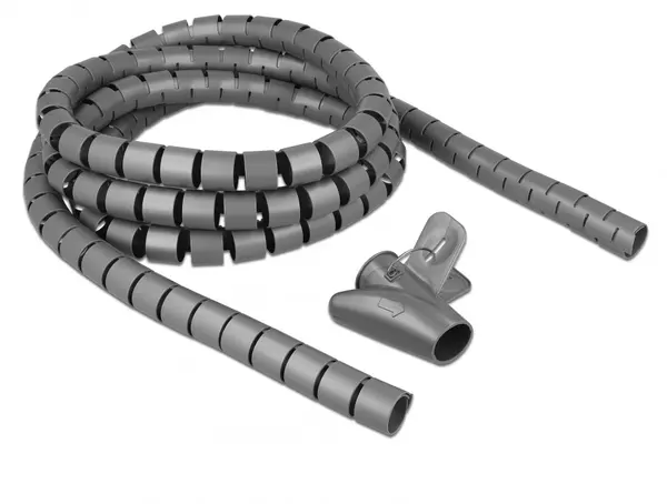 Organizator cabluri spiralat 2.5m x 25mm Gri, Delock 18845