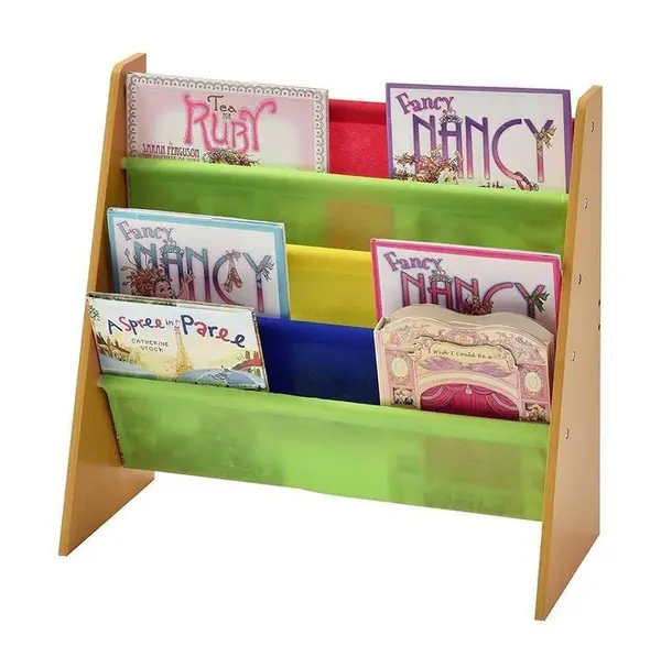 Organizator copii Ginger Home Multicolor cu rafturi pentru carti si reviste,material MDFtextil,potrivit pentru camera de zi, camera copiilor, dormitor, coridor, birou, centre pentru copii si gradinite,dimensiune 62,7x28x60cm
