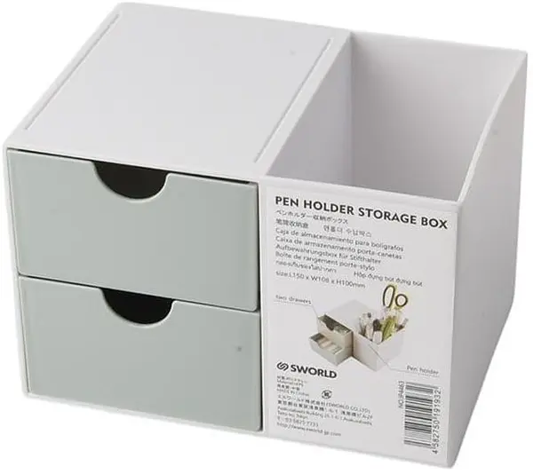 Organizator de birou Sworld - Cu 2 sertare, verde