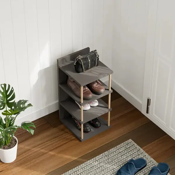 Organizator de pantofi cu 4 polițe din PAL melaminat, 60 x 29 x 30 cm