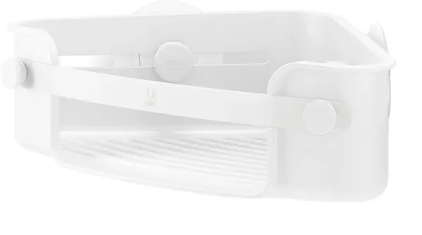 Organizator de perete de colt pentru baie Umbra - Adeziv Flex, 30 x 19 x 9 cm, alb