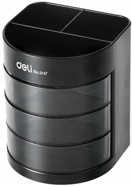 Organizator pentru birou Deli Multi - E9147, cu 6 compartimente, negru