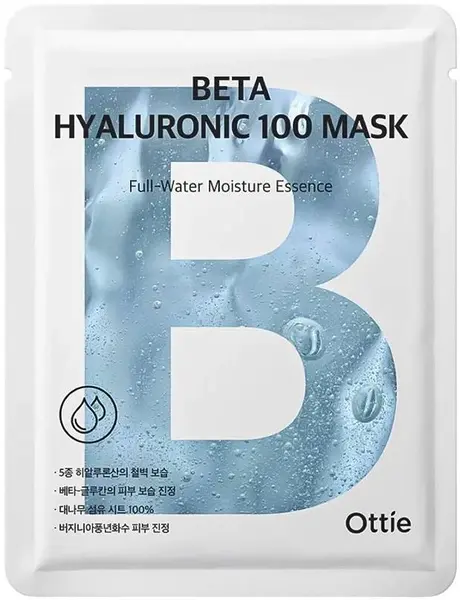 Ottie 100 Mask Mască facială pe foaie Beta Hyaluronic, 25 ml