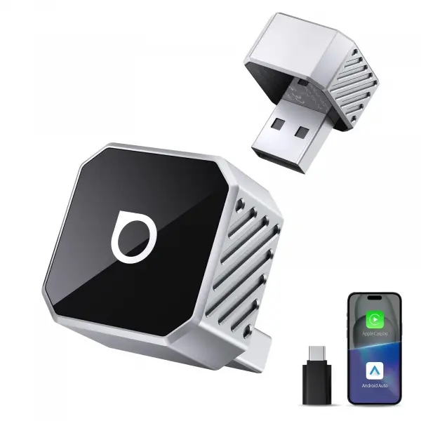 Ottocast Adaptor Carplay, Android Auto Wireless Ottocast Mini Cube Style C pentru Apple iPhone, Android Series CP88-T3, Negru