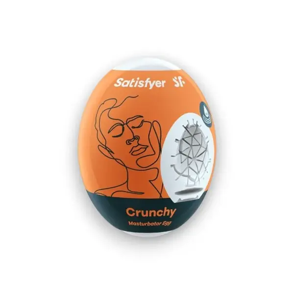 Ou masturbator SATISFYER Crunchy Egg, de unică folosință, interior texturat, material flexibil TPE (portocaliu)