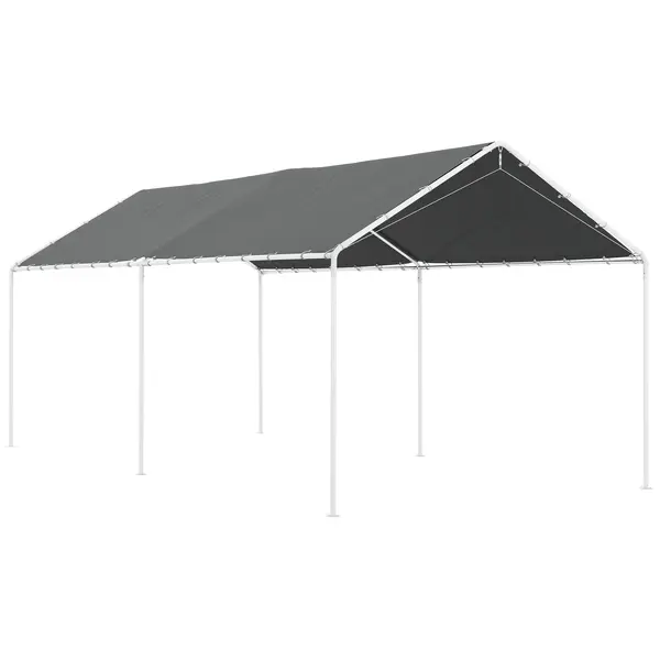 Outsunny Acoperiș Carport 10 x 20 ft, Husă de Schimb Rezistentă la UV cu Corzi Elastice, Gri Închis | Aosom Romania