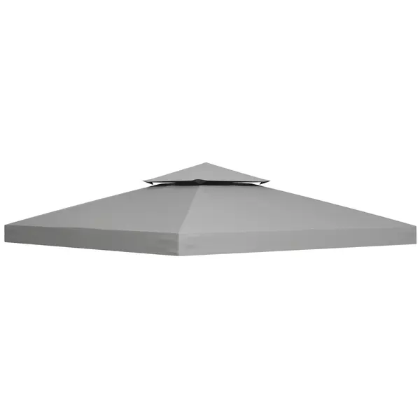Outsunny Acoperiș de înlocuire pentru pavilion 3 x 3 m, impermeabil, acoperiș dublu cu orificii de scurgere, gri deschis | Aosom Romania