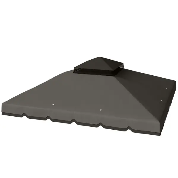 Outsunny Acoperiș de Rezervă pentru Pavilion 3x3 m de Grădină, Husă pentru Pavilion cu Două Nivele Rezistentă la Apă din Țesătură 180g/㎡ Anti-UV 30+ cu 8 Orificii de Drenaj, Gri | Aosom Romania