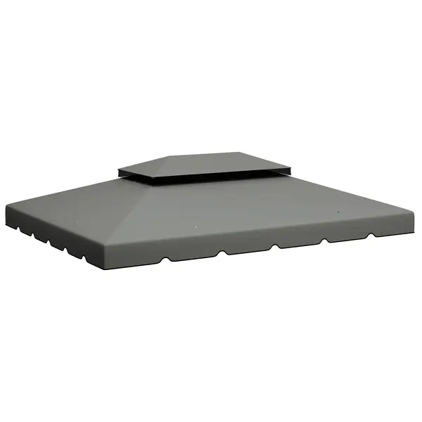 Outsunny Acoperiș de Rezervă pentru Pavilion 4x3 m cu 2 Niveluri pentru Grădină, Copertină Rezistentă la Apă din Poliester 170g/㎡ cu 8 Găuri de Drenaj, Gri Deschis | Aosom Romania