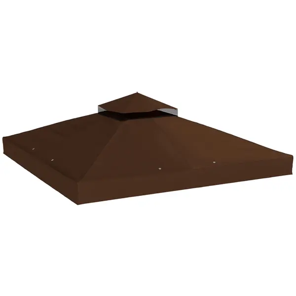 Outsunny Acoperiș de Schimb pentru Foișor 3x3 m cu 2 Niveluri pentru Grădină, Copertină Rezistentă la Apă din Țesătură Oxford 370g/㎡ Anti-UV 30+ cu Orificii de Drenaj, Cafeniu | Aosom Romania