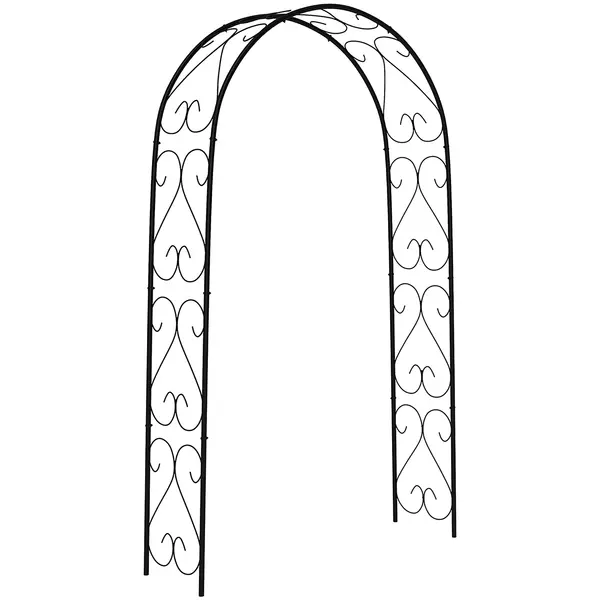 Outsunny Arcadă de Grădină Arcadă de Trandafiri Stil Fier Forjat dim. 125L x 37l x 230H cm oţel epoxid Negru pentru plante căţărătoare | Aosom Romania