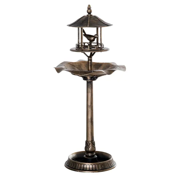 Outsunny Baie pentru păsări, adăpătoare și ghiveci 3 în 1 dim. Ø 50 x 113H cm polipropilenă bronz antic | Aosom Romania