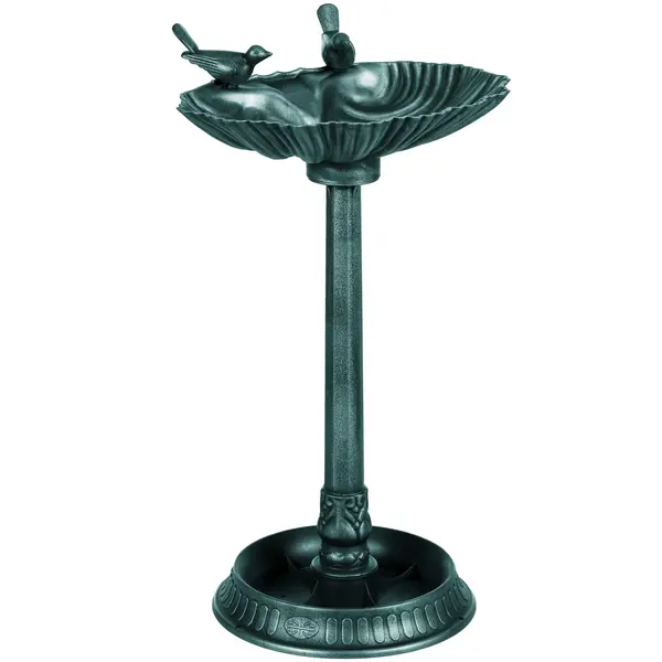 Outsunny Baie pentru păsări adăpătoare stil antic 81 cm cu bază jardinieră, hrănitoare și bazin pentru păsări pe picior, bronz verde | Aosom Romania