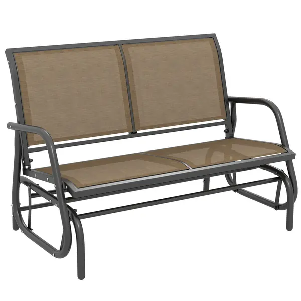 Outsunny Banca Tip Leagan 2 Locuri din Metal, Negru, 123x70x87 cm | Aosom Romania