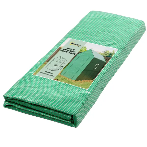 Outsunny Bătătură de înlocuire pentru seră de grădină 140 x 213 x 190 cm cu fereastră, ușă anti-UV pentru grădină - Verde | Aosom Romania