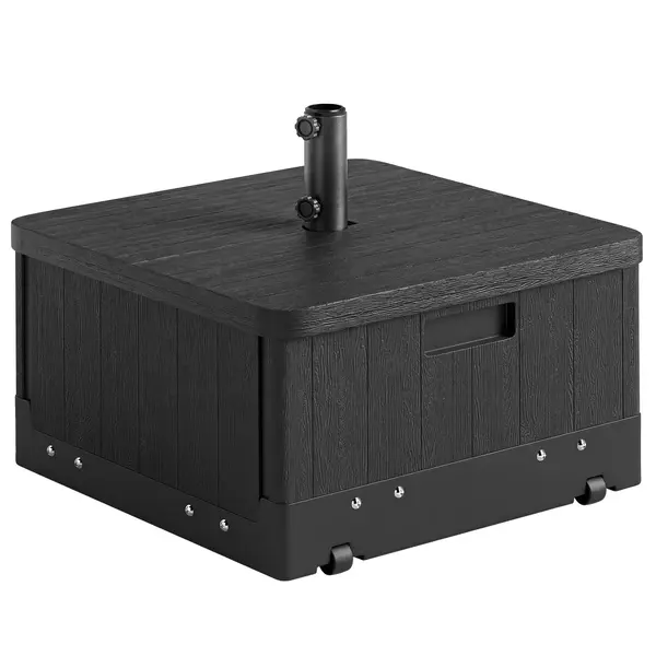 Outsunny Bază pentru Umbrelă 3-în-1 Exterior, Măsuță de Cafea, Jardinieră cu Orificiu de Scurgere, Capacitate 80 kg, Suport Umplut cu Roți și Mânere pentru Terasă și Piscină, Negru | Aosom Romania