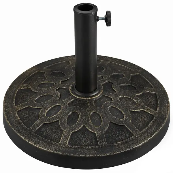 Outsunny Bază Rotundă pentru Umbrelă de Ø38 mm și Ø48 mm cu Mâner, Ø45x33 cm, Bronz | Aosom Romania
